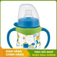Bình tập uống PP cổ rộng 150ml cho bé, có tay cầm và đầu hút silicone siêu mềm NIP35057, NIP35058 - Chính hãng