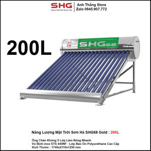Bình nóng lạnh thái dương năng Sơn Hà Gold 200L (phi 58)