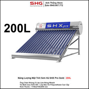 Bình nóng lạnh thái dương năng Sơn Hà Gold 200L (phi 58)