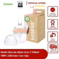 Bình thìa ăn dặm Gen 3 160ml - 100% silicone cao cấp - Chính hãng HaaKaa, New Zealand - Dễ dàng chuyển đổi bình sữa