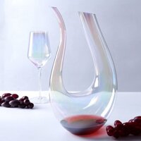 Bình thở rượu vang, decanter pha lê màu cầu vồng mẫu thiên nga phong cách châu Âu