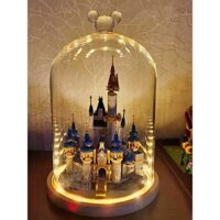 Bình thủy tinh 18 * 25cm cho lego 40478 Lâu đài Disney, Bình thủy tinh đế phát sáng, Ngày lễ tình nhân / Sinh nhật / Quà tặng Giáng sinh, Hộp trưng bày vòm kính