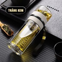 Bình Thủy Tinh 2 Lớp Pha Trà Doron MS79 - Cách Nhiệt Tốt - Có Lõi Lọc Inox 304 - Dung Tích 400ml - Hàng Loại 1 - Trắng