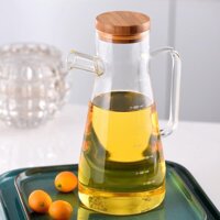 Bình thủy tinh, chai lọ có nắp gỗ, nút silicon Oil Can đựng dầu ăn, giấm, nước tương, nước mắm - VD55 - 550ml