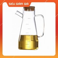 Bình thủy tinh, chai lọ có nắp gỗ, nút silicon Oil Can đựng dầu ăn, giấm, nước tương, nước mắm dung tích 650ml