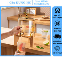 Bình Thuỷ Tinh Có Vòi Dung tích 2,5L Và 3,6L, Bình Nước Thủy Tinh Chịu Nhiệt Kèm Kệ Gỗ Họa Tiết Đáng Yêu M55