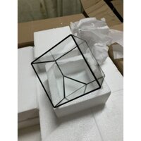 Bình thủy tinh đa giác làm terrarium viền kim loại