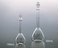 Bình thủy tinh định mức (100mL, borosilicate glass, màu trắng trong suốt) AS ONE 6-243-06