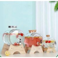BÌNH THUỶ TINH ĐỰNG RƯỢU, ĐỰNG NƯỚC CÓ VÒI KÈM KỆ GỖ LOẠI 1L, 3L , 5L , 7.5L