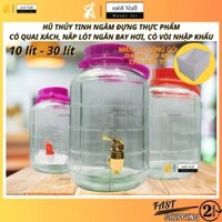 Bình Thủy Tinh Giá Rẻ Có Nắp Quai Tím 10L 12L 16L 20L 28L 35L Hũ Đựng Lớn Tròn 10 12 16 20 28 35 Lít