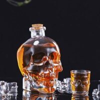 Bình thủy tinh in hình đầu lâu 3D 750ml