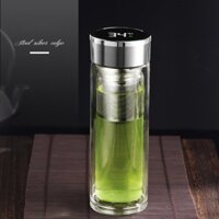 Bình Thuỷ Tinh Lọc Trà 2 Lớp Giữ Nhiệt Có Nắp Hiển Thị Nhiệt Độ Dung Tích 380ml TI0488
