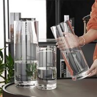 Bình thủy tinh lớn trong suốt đặt trên sàn, cắm hoa tre may mắn, trang trí phòng ngủ và phòng khách, ống thẳng đơn giản, thủy canh