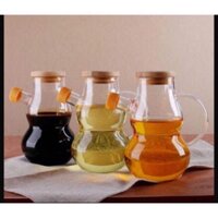 Bình thủy tinh nắp gỗ bầu 400ml