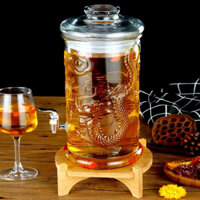 Bình Thuỷ Tinh Ngâm Rượu , Ngâm Sâm ,Đinh Lăng, Ngâm Hoa Quả ,... Dáng Trụ 15L Trơn Rồng