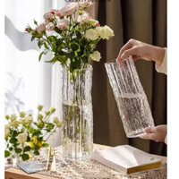 Bình Thuỷ Tinh Ống Trụ Sông Băng, Sọc, Lọ Hoa Decor Studio, Trang Trí Nhà, Bàn Tiệc, Gia Tiên Cưới