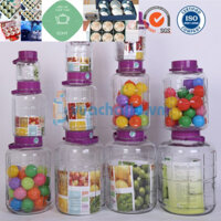 Bình thủy tinh quai xách nắp tím có vòi 10L