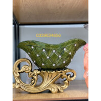 Bình thuyền hoa composite màu xanh rêu, bình hoa đẹp, lọ hoa trang trí