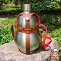 Bình tông inox 304 hồ lô bình đựng nước dung tích 1,7lít và 3 Lít thực tế đo, có bao da đi kèm như hình