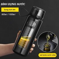 Bình trà chai nước thủy tinh chống va đập trong suốt 1 lít có nắp cốc trà thủy tinh 800 / 1200 ml - còn hàng