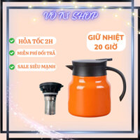 Bình trà giữ nhiệt có lưới lọc trà lõi inox 316 dung tích 1 lít - Phích nước nóng có tay cầm, Ấm Pha Trà Giữ Nhiệt