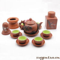 Bình trà gốm tử sa gốc cây lòng ngọc kèm đủ phụ kiện