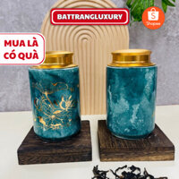 Bình Trà, Hũ Đựng Trà Gốm Sứ Bát Tràng Nắp Đồng 2 Lớp Dựng Được 2 lạng Trà
