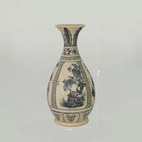 Bình tỳ bà gốm Chu Đậu - Truyền thống - F13cmxH26cm