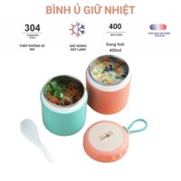 Bình ủ cháo cho bé có quai cầm cấu tạo bằng inox 304 cốc giữ nhiệt dung tích 450ML an toàn sử dụng kèm muỗng