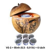 Bình ủ trà bằng dừa khắc chữ Tri kỷ, Bình trà 0,4 - 0,9 lít, Sản phẩm mỹ nghệ xứ dừa Bến Tre