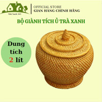 Bình ủ trà giữ nhiệt ấm tích pha trà xanh gốm sứ bát tràng dung tích 2L giành nhựa giả mây dùng hãm chè