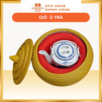 Bình Ủ Trà Giữ Nhiệt Giỏ Ủ Ấm Tích Pha Trà Xanh Gốm Sứ Bát Tràng ,Giành Nhựa Giả Mây Dùng Hãm