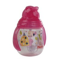 Bình uống nước ống hút Nuby, 2 tay cầm, dung tích 270ml Hồng