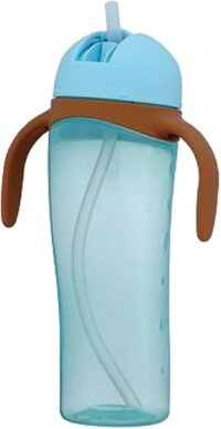 Bình uống nước tay cầm có ống hút Pigeon 330ml - Xanh dương