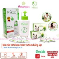 Bình và muối rửa mũi Dr Green, giúp thông mũi, giảm ngạt mũi cho bé, người lớn có van điều chỉnh