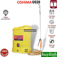 Bình xịt điện phun thuốc trừ sâu Oshima OS20 - 20 lít - 12V/8AH - Bơm đơn [OS20-DP - bơm đôi]