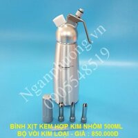 Bình xịt kem tươi Cream Whipper 500ml nhôm hợp kim nguyên khối, bộ vòi kim loại