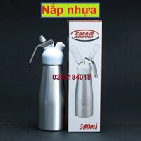 Bình xịt kem tươi làm bánh sinh nhật, trang trí bánh, cốc kem đá xay Cream Whipper nắp nhựa 500ml