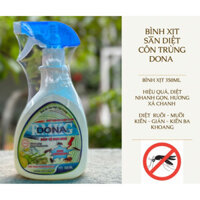 Bình xịt sẵn diệt côn trùng Ruồi Muỗi Kiến Gián DONA an toàn, tiện dụng, hương sả chanh dịu nhẹ