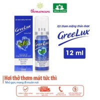 Bình xịt thơm miệng Greelux Extra Cool Thảo Dược Xanh dương cay mạnh, giảm mùi hôi, sâu răng – Chai 12ml