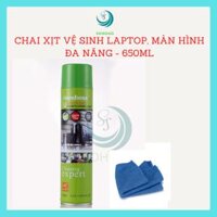 Bình xịt vệ sinh màn hình, bàn phím laptop máy tính 650ML Tặng kèm khăn lau cao cấp- Chai xịt đa năng trên loại bề mặt- CHỌN MẪU - Nắp