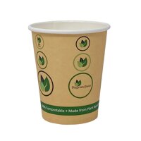 BioGreenChoice 8 oz Compostable Eco-friendly Biodegradable Hot Cups with PLA Bio Lining,Single Wall- Leak-Proof & Microwave Safe Paper cup, Disposa...