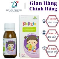 Biolizin Kẽm Hữu Cơ Cho Bé,Bổ Sung Lysine B6 Giúp Bé Ăn Ngon Tăng Đề Kháng,Hỗ Trợ Tiêu Hóa(Chai 50ml)