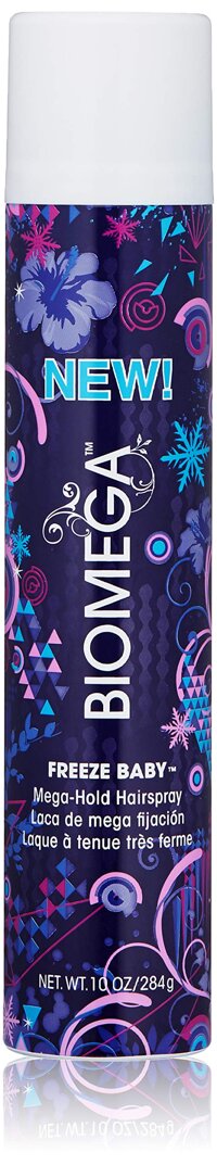 BIOMEGA Freeze Baby Mega Hold Hairspray, Lightweight Protective Shine Mist, Gives Hydration, Humidity Resistance, UV Hair Color Protection, Strong ...