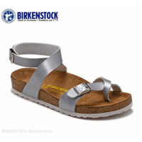 Birkenstock Xăng đan cổ điển màu bạc nút chai cho nữ 34-43