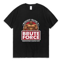 Bisut oliva brute force Áo nam Tay Ngắn Cổ Tròn In Hình grappler baki hanma yujiro dou Cá Tính