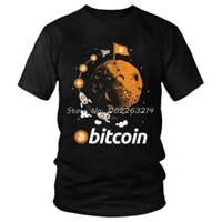 Bitcoin Đến Mặt Trăng Áo Nam Tay Ngắn 100% Cotton Áo Phông Ngộ nghĩnh Tiền Điện Tử Tiền Điện Tử Blockchain BTC Tee Áo Thun Thời Trang