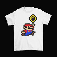 Bitcoin Super Mario Crypto Áo Thun Unisex Cotton Người Lớn Kích Thước Nintendo Đồng Xu Mới