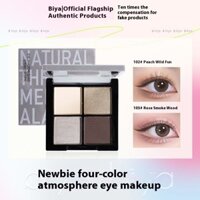 Biya Bảng Phấn Mắt Bốn Màu Gỗ Tự Nhiên Đất Ấm Cam Nâu Hoa Hồng Khói Gỗ Bảng Matte Shimmer Người Mới Bắt Đầu