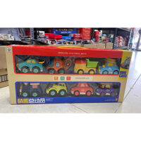 bj660 Hộp 8 xe poli chạy đà, xe ô tô cho bé.cảnh sát, tàu hỏa,máy bay nhiều màu sắc mẫu mã cho bé